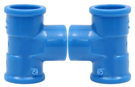 Kit 2 Tê Azul Latão C5016 Imagem Kit 2 Tê Azul Latão C5016