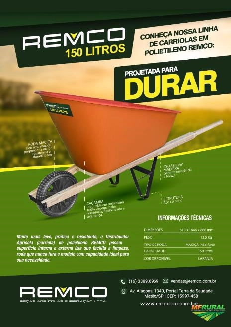 CARRIOLA POLIETILENO 150 LITROS Imagem CARRIOLA POLIETILENO 150 LITROS