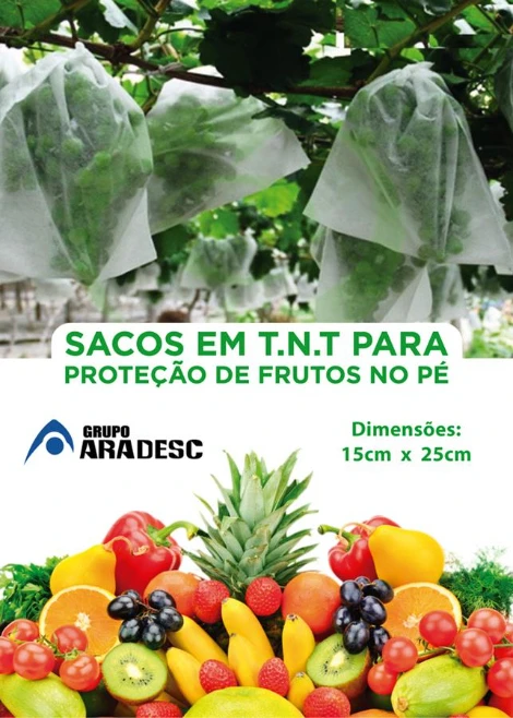 Saco para proteção da Fruta no Pé - TNT medida 15 x 25 cm