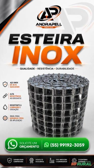 ESTEIRAS DE AÇO INOX PARA DISTRIBUIDORES DE CALCARIO E ADUBO Imagem ESTEIRAS DE AÇO INOX PARA DISTRIBUIDORES DE CALCARIO E ADUBO