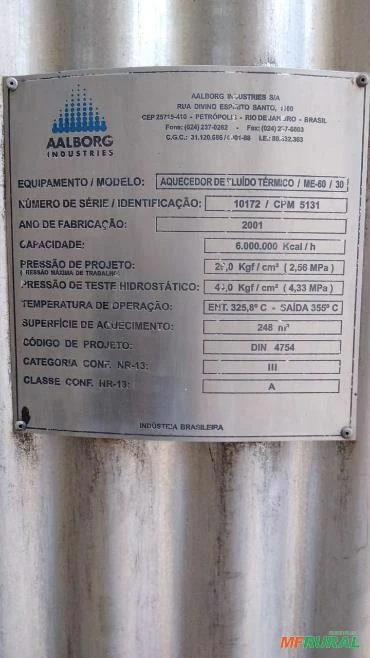 AQUECEDOR DE FLUIDO TERMICO 6.000.000 Kcal