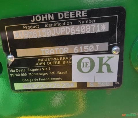 Imagem Trator John Deere 6150J ano 2023 com 0 hora, novo e com garantia de fábrica Imagem Trator John Deere 6150J ano 2023 com 0 hora, novo e com garantia de fábrica