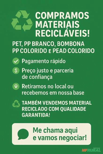 COMPRA E VENDA DE MATERIAIS RECICLÁVEIS – PAGAMENTO RÁPIDO E MELHOR AVALIAÇÃO! Imagem COMPRA E VENDA DE MATERIAIS RECICLÁVEIS – PAGAMENTO RÁPIDO E MELHOR AVALIAÇÃO!
