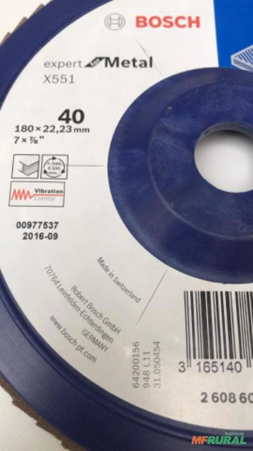 Imagem LIXA FLAP BOSCH BASE CURVA PLÁSTICO AZUL 7POL GRAO 40 Imagem LIXA FLAP BOSCH BASE CURVA PLÁSTICO AZUL 7POL GRAO 40