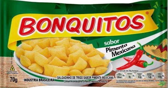 Salgadinhos de trigo bonquitos sabor Pimenta Mexicana