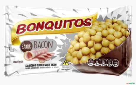 Caixa de 30 unidades, Salgadinhos de Trigo Bonquitos 45g, sabor bacon