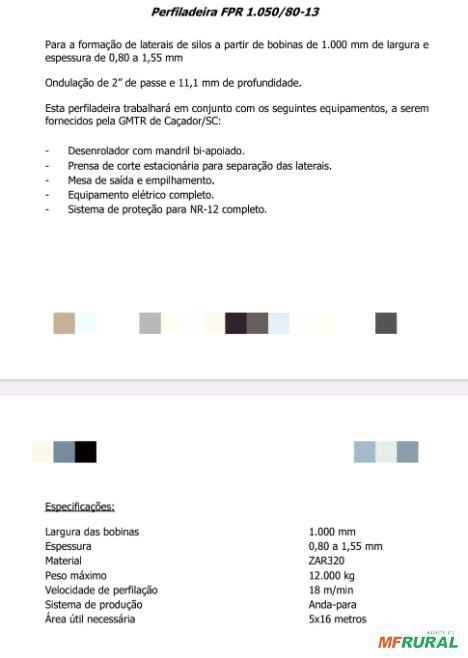 Imagem PERFILADEIRA DE CHAPAS LATERAL DE SILOS Imagem PERFILADEIRA DE CHAPAS LATERAL DE SILOS