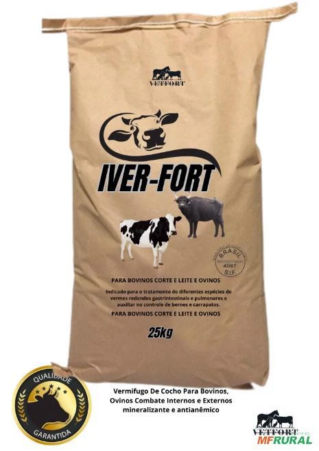 Iverfort ivermifugo vetfort ivermectina 3,6% mais micro e macro 25kg