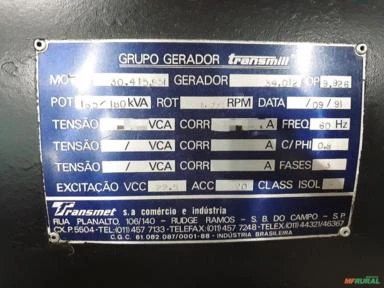 GERADOR 180KVA 1851HRS COM GARANTIA 12 MESES