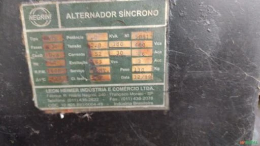 GERADOR DE ENERGIA 20 KVA/ ANO 1999/ MA