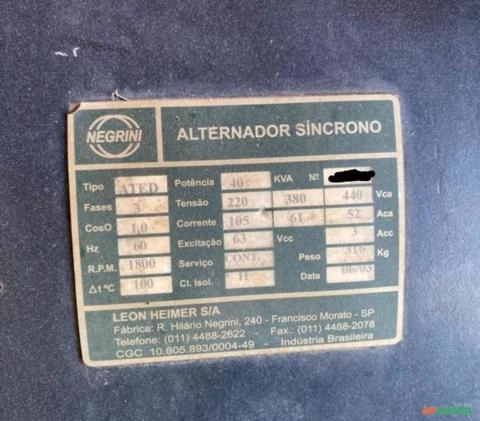 Imagem GERADOR ENERGIA 40KVA 2003 LEON HEIMER Imagem GERADOR ENERGIA 40KVA 2003 LEON HEIMER