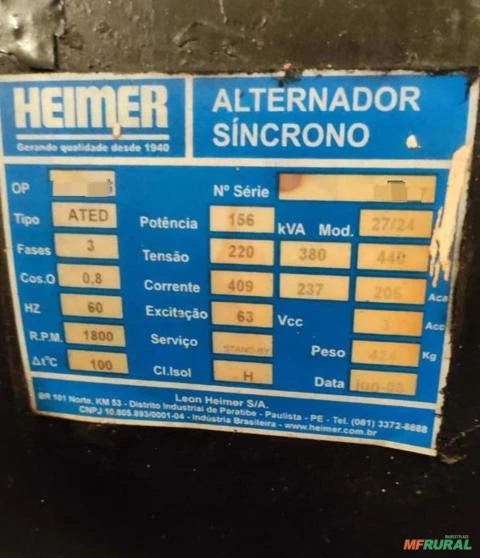 GERADOR DE ENERGIA 150 KVA