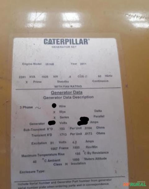 Imagem Gerador de Energia Caterpillar 2281 2000 kVA 3516B Ano 2011 22812000kVA Imagem Gerador de Energia Caterpillar 2281 2000 kVA 3516B Ano 2011 22812000kVA