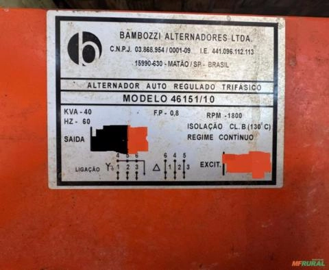 Imagem Gerador de Energia Agrícola Tratorizado 40 kVA Bambozzi 40kVA Imagem Gerador de Energia Agrícola Tratorizado 40 kVA Bambozzi 40kVA