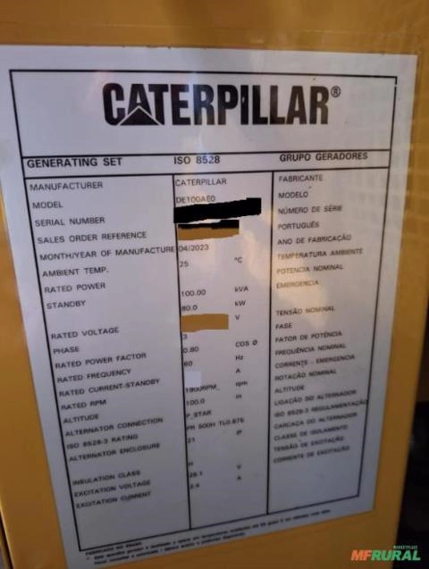 Imagem Gerador de Energia 100 kVA Ano 2022 Caterpillar 200 hrs 100kVA Imagem Gerador de Energia 100 kVA Ano 2022 Caterpillar 200 hrs 100kVA