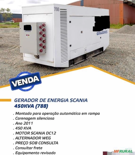 Gerador de Energia 450 kVA Maquigeral Ano 2011 + Qta + Scania Dc12 + Weg 450kVA Imagem Gerador de Energia 450 kVA Maquigeral Ano 2011 + Qta + Scania Dc12 + Weg 450kVA