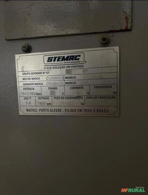 Imagem Usina Geradores de Energia 6000 kVA 2000 kVA Cada Stemac Ano 2008 + Motores Cummins Kta 50 6000kVA 2 Imagem Usina Geradores de Energia 6000 kVA 2000 kVA Cada Stemac Ano 2008 + Motores Cummins Kta 50 6000kVA 2