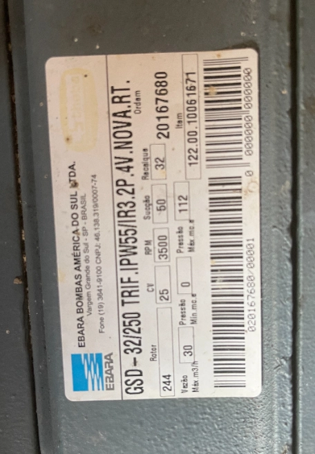 Imagem Bomba elétrica trifasica 25cv 220v irrigação aspersão alta pressão Imagem Bomba elétrica trifasica 25cv 220v irrigação aspersão alta pressão