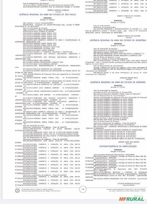 ÁREA LICENCIADA PARA MINÉRIO