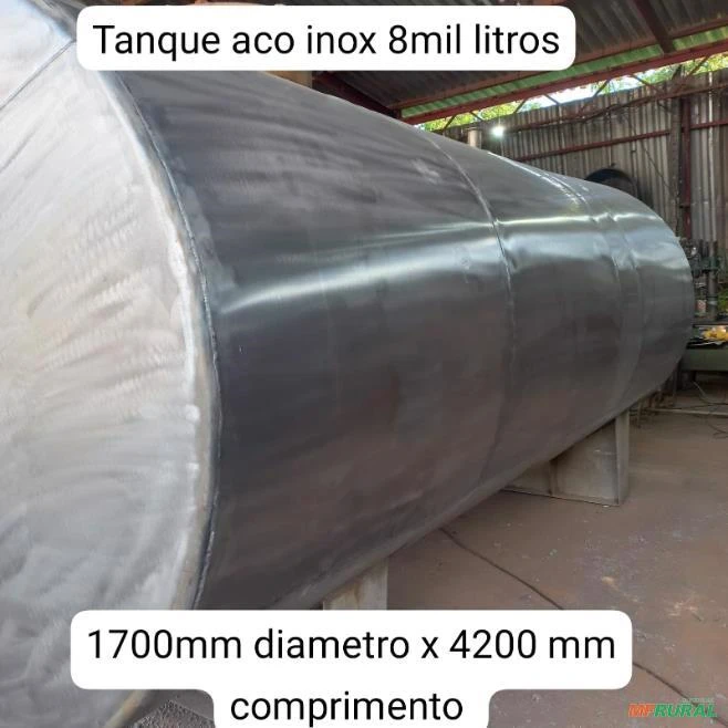 Tanque em aço inox 8 mil litros chapa 3mm 1700mm diametro x 4200mm comprimento