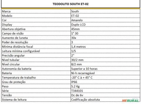 Teodolito Eletrônico South Geodetic Et-02 Topografia