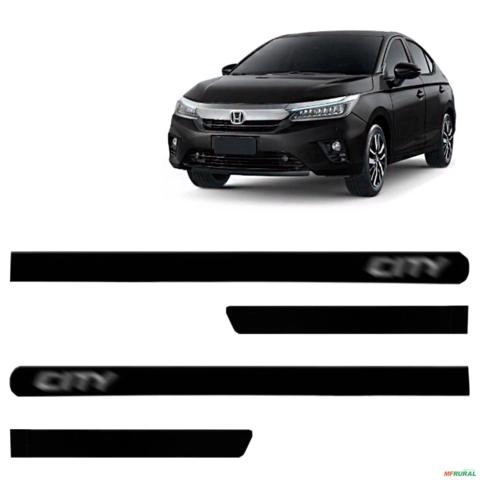 Jogo de Friso Lateral City 2015 a 2023 Preto Cristal Imagem Jogo de Friso Lateral City 2015 a 2023 Preto Cristal