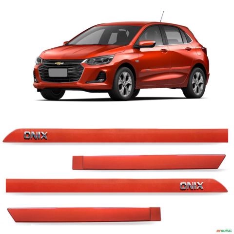 Jogo de Friso Lateral Onix 2020 a 2023 Laranja Tiger Alto Relevo Imagem Jogo de Friso Lateral Onix 2020 a 2023 Laranja Tiger Alto Relevo