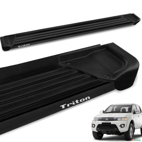 Estribo Lateral L200 Triton 2008 a 2018 Aluminio Preto A1 Imagem Estribo Lateral L200 Triton 2008 a 2018 Aluminio Preto A1