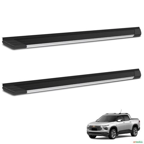 Estribo Lateral Montana 2023 a 2025 SUV II Alumínio Preto Frente Polida Imagem Estribo Lateral Montana 2023 a 2025 SUV II Alumínio Preto Frente Polida