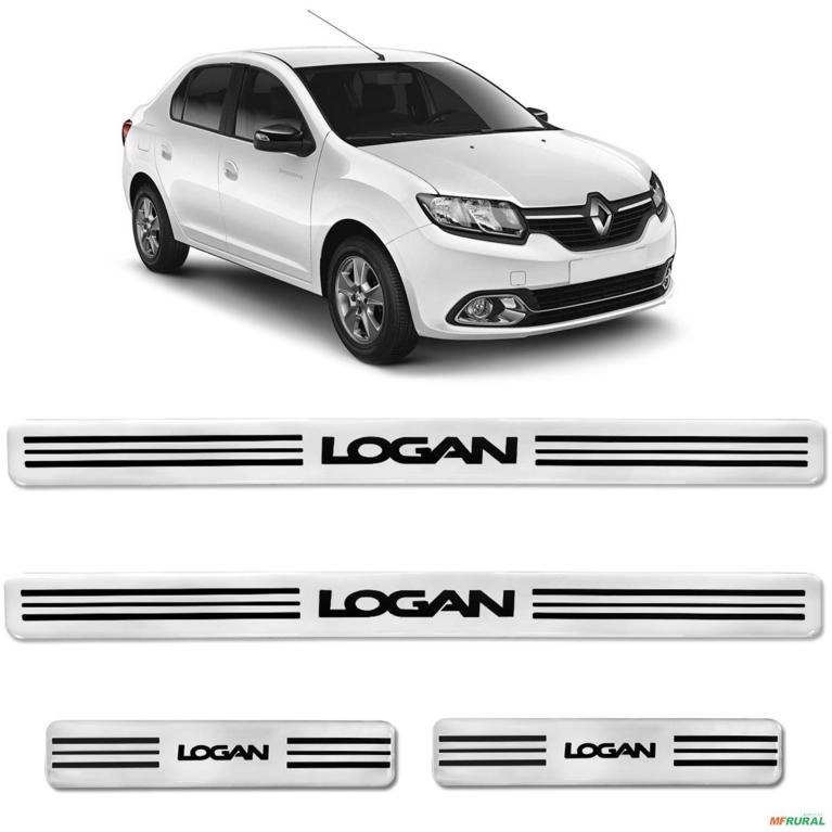 Jogo Soleira Resinada Logan 2008 a 2023 Prata Alto Brilho Imagem Jogo Soleira Resinada Logan 2008 a 2023 Prata Alto Brilho