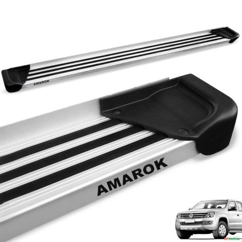 Estribo Lateral Amarok 2010 a 2025 CD Aluminio Natural A1 Imagem Estribo Lateral Amarok 2010 a 2025 CD Aluminio Natural A1