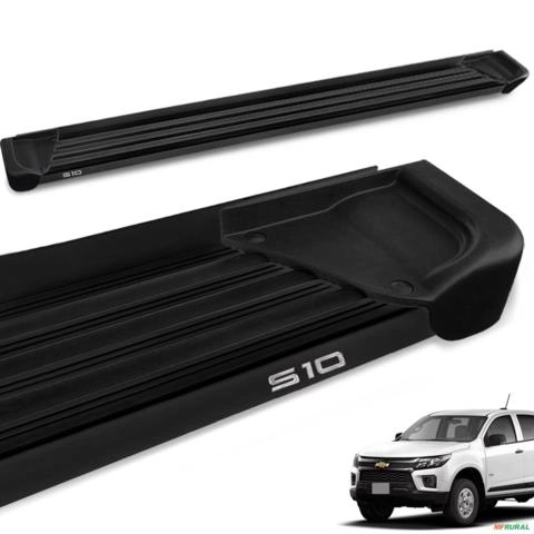 Estribo Lateral S10 CD 2012 a 2025 Aluminio Preto A1 Imagem Estribo Lateral S10 CD 2012 a 2025 Aluminio Preto A1