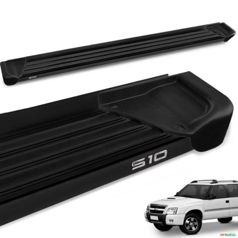 Estribo Lateral S10 CD 1995 a 2011 Alumínio Preto A1 Imagem Estribo Lateral S10 CD 1995 a 2011 Alumínio Preto A1