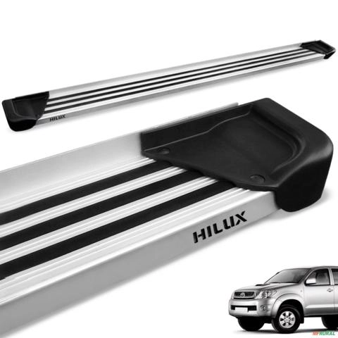Estribo Lateral Hilux CD 2005 a 2015 Aluminio Natural A1 Imagem Estribo Lateral Hilux CD 2005 a 2015 Aluminio Natural A1