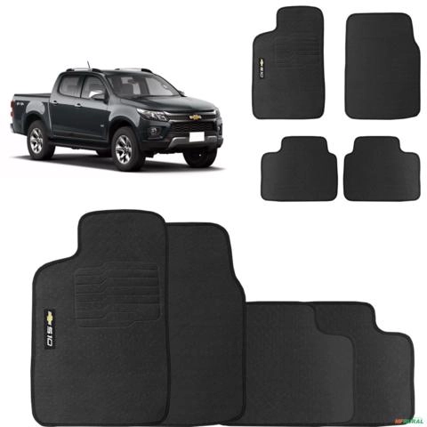 Jogo de Tapete Borracha S10 2012 a 2018 PVC Preto 4 Peças Imagem Jogo de Tapete Borracha S10 2012 a 2018 PVC Preto 4 Peças