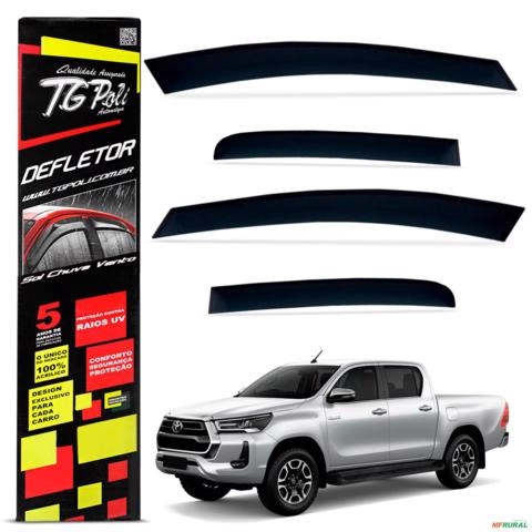 Calha de Chuva Hilux 2016 a 2025 Defletor Fumê Tgpoli Imagem Calha de Chuva Hilux 2016 a 2025 Defletor Fumê Tgpoli