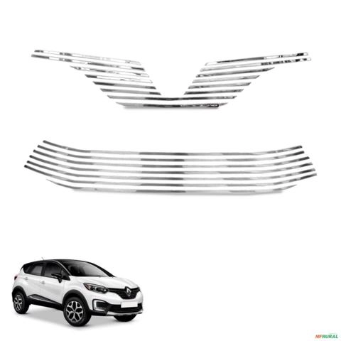 Sobre Grade Captur 2017 a 2020 Aço Inox Cromada Slim Imagem Sobre Grade Captur 2017 a 2020 Aço Inox Cromada Slim