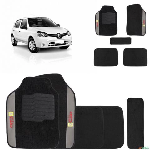 Jogo de Tapete Carpete Clio 1996 a 2012 Preto 5 Peças Imagem Jogo de Tapete Carpete Clio 1996 a 2012 Preto 5 Peças