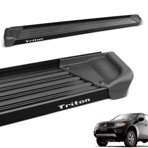 Estribo Lateral L200 Triton 2008 a 2018 Aluminio Preto A3 Imagem Estribo Lateral L200 Triton 2008 a 2018 Aluminio Preto A3