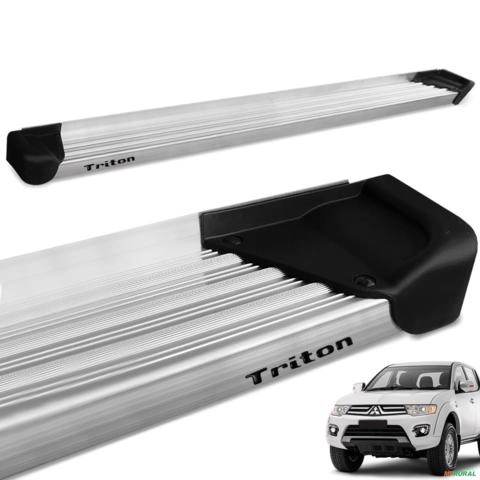 Estribo Lateral L200 Triton 2008 a 2018 Aluminio Natural A3 Imagem Estribo Lateral L200 Triton 2008 a 2018 Aluminio Natural A3