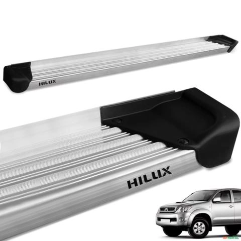 Estribo Lateral Hilux CD 2005 a 2015 Aluminio Natural A3 Imagem Estribo Lateral Hilux CD 2005 a 2015 Aluminio Natural A3
