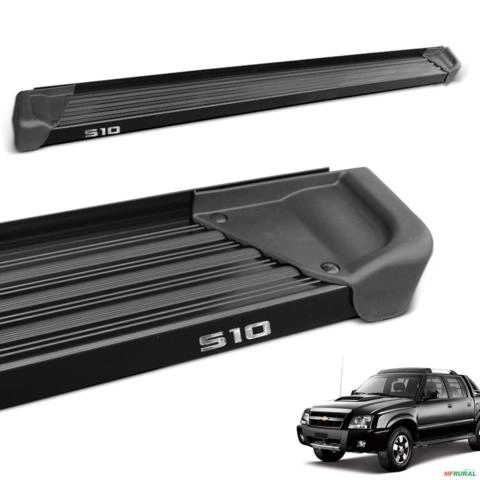 Estribo Lateral S10 CD 1995 a 2011 Aluminio Preto A3 Imagem Estribo Lateral S10 CD 1995 a 2011 Aluminio Preto A3