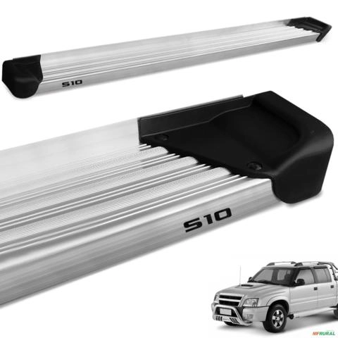 Estribo Lateral S10 CD 1995 a 2011 Aluminio Natural A3 Imagem Estribo Lateral S10 CD 1995 a 2011 Aluminio Natural A3