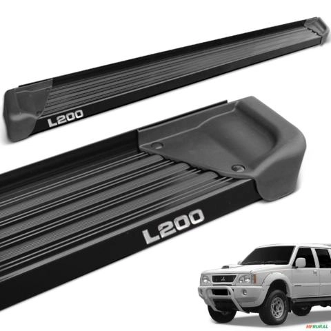 Estribo Lateral L200 Gl GLS 1999 a 2003 Aluminio Preto A3 Imagem Estribo Lateral L200 Gl GLS 1999 a 2003 Aluminio Preto A3