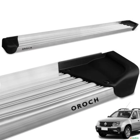 Estribo Lateral Oroch 2016 a 2025 Aluminio Natural A3 Imagem Estribo Lateral Oroch 2016 a 2025 Aluminio Natural A3