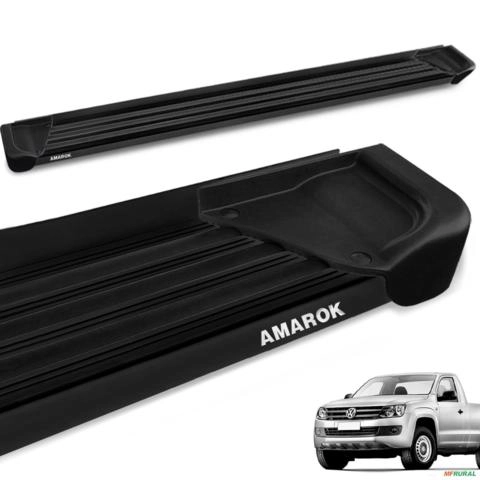 Estribo Lateral Amarok 2010 a 2025 Cabine Simples Aluminio Preto A1 Imagem Estribo Lateral Amarok 2010 a 2025 Cabine Simples Aluminio Preto A1
