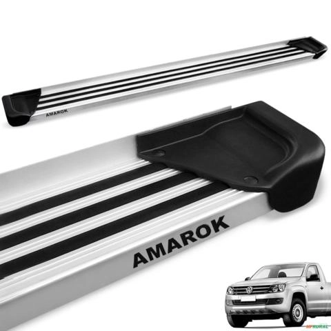 Estribo Lateral Amarok 2010 a 2025 Cabine Simples Aluminio Natural A1 Imagem Estribo Lateral Amarok 2010 a 2025 Cabine Simples Aluminio Natural A1