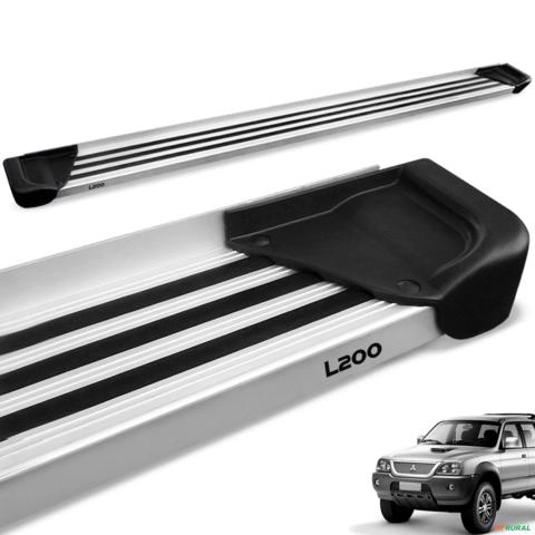 Estribo Lateral L200 Sport Outdoor 2004 a 2012 Aluminio Natural A1 Imagem Estribo Lateral L200 Sport Outdoor 2004 a 2012 Aluminio Natural A1