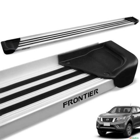 Estribo Lateral Frontier 2017 a 2025 Aluminio Natural A1 Imagem Estribo Lateral Frontier 2017 a 2025 Aluminio Natural A1