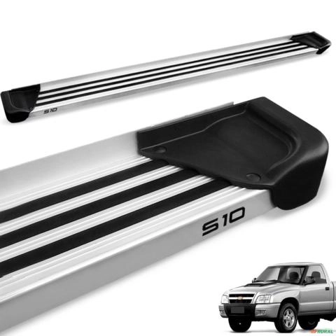 Estribo Lateral S10 CS 1995 a 2011 Aluminio Natural A1 Imagem Estribo Lateral S10 CS 1995 a 2011 Aluminio Natural A1